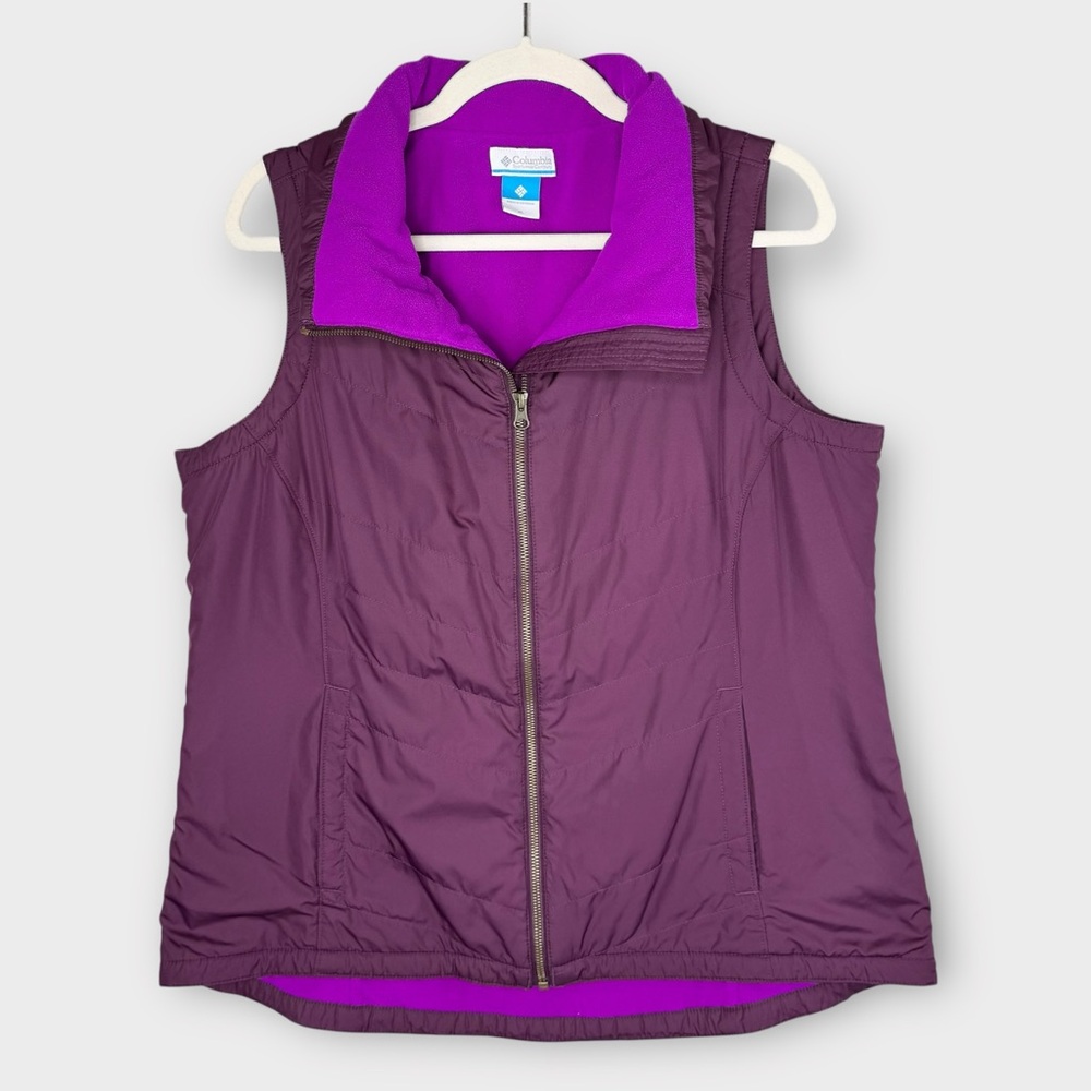 Columbia Plum Purple Melting Mogul Fleece Lined Vest XL Mixed Media Semi-fitted